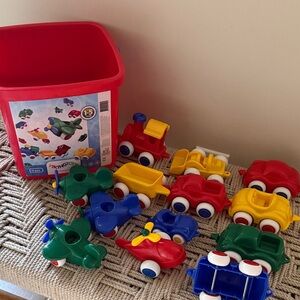 Viking Toys Car Trains Planes Set in Storage Bucket